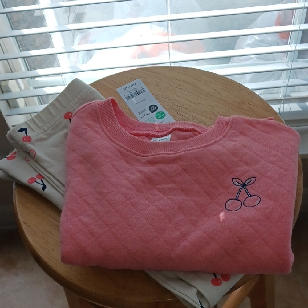 Carter's Pink Quilted Sweatshirt with Cherry Design